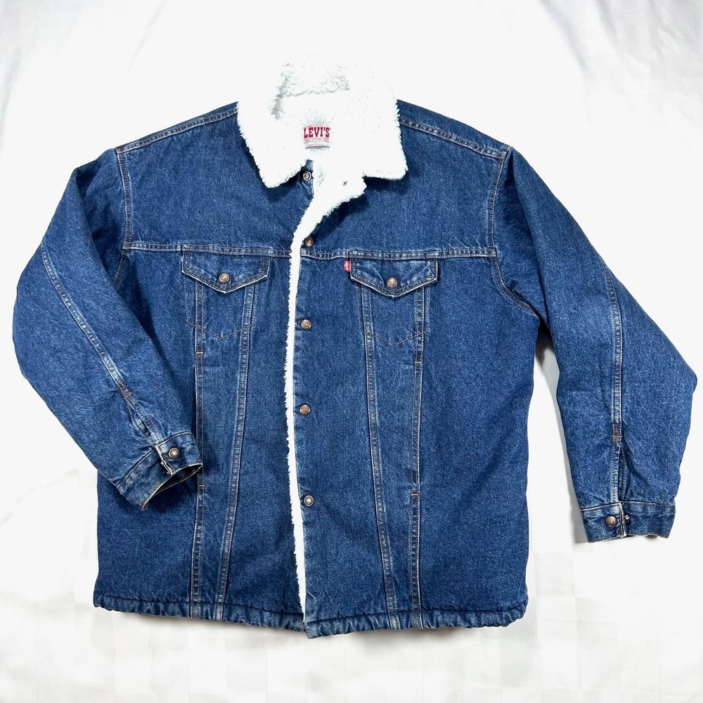 VTG Levi's Denim/Jean Jacket Fleece Lined Sherpa USA 80/90s Trucker Men's XL